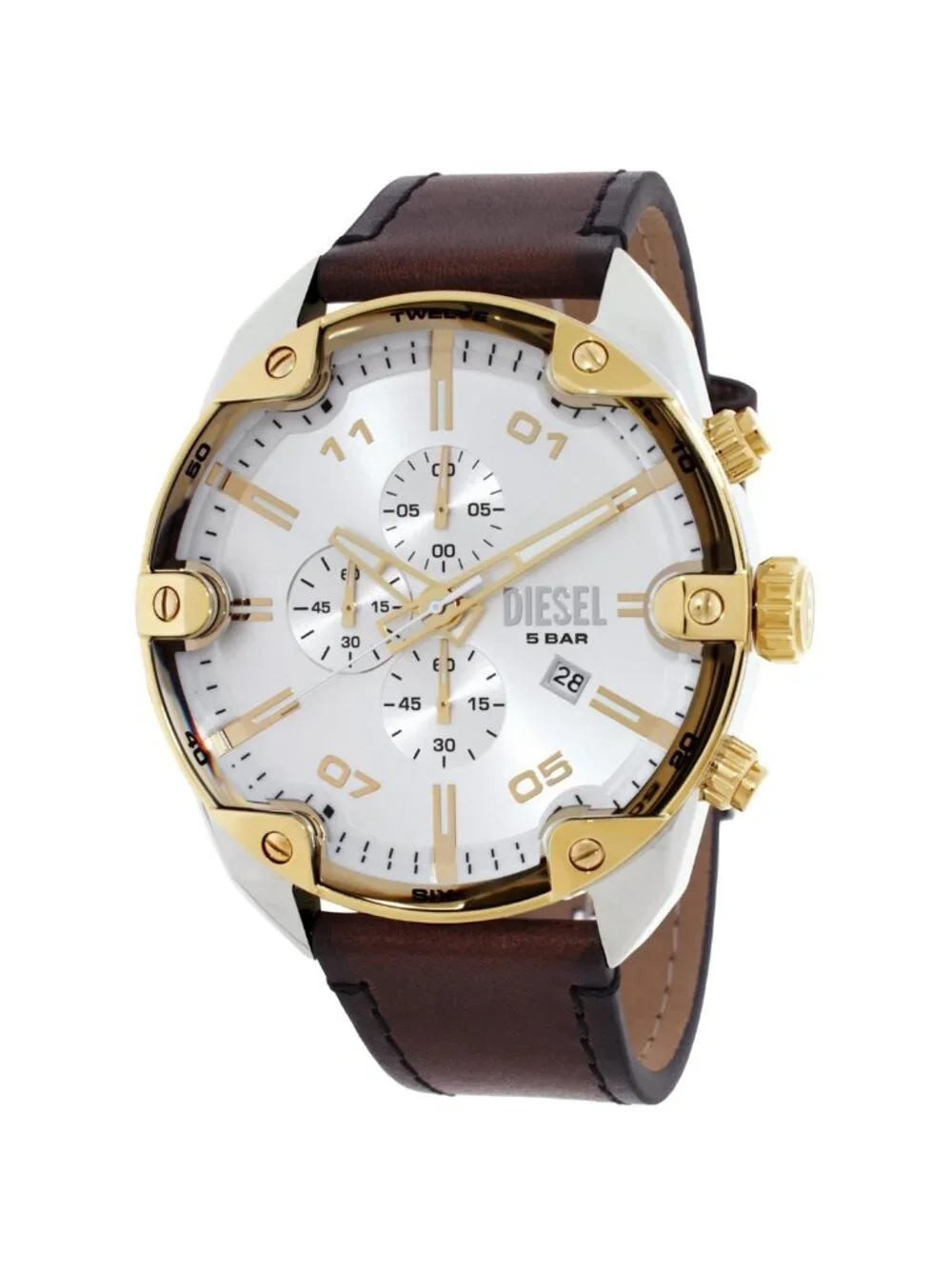 NWT Diesel Spiked Chronograph Quartz Silver Dial Men's Watch